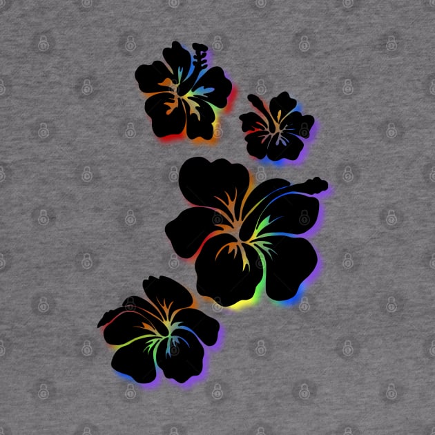 Hibiscus black with rainbow accents by Danispolez_illustrations